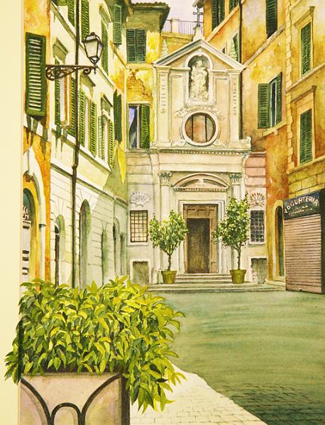 Roma Piazzetta di Santa Maria dei Librari - Acquarello - cm 25 x35 .jpg